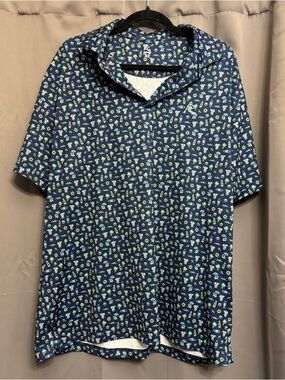 Rhoback Navy Polo with Multicolor Micro Print